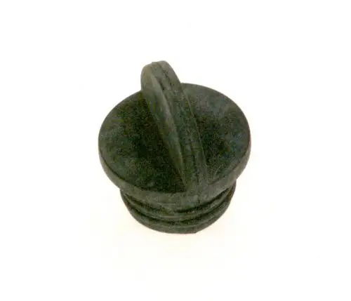 Schwarzer Gummi-Stopfen mit Griff, verwendet für Messöffnungen. Marke Bosch. Klar erkennbares Design, geeignet für verschiedene Anwendungen.